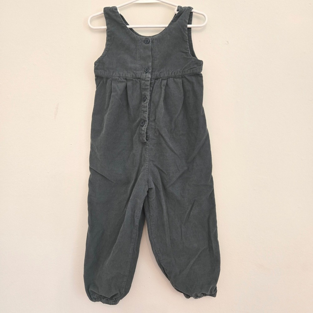 Mango‎ Kids Corduroy Pinafore Dress Grey Teal Button Front Jumper Size 2-3 98cm